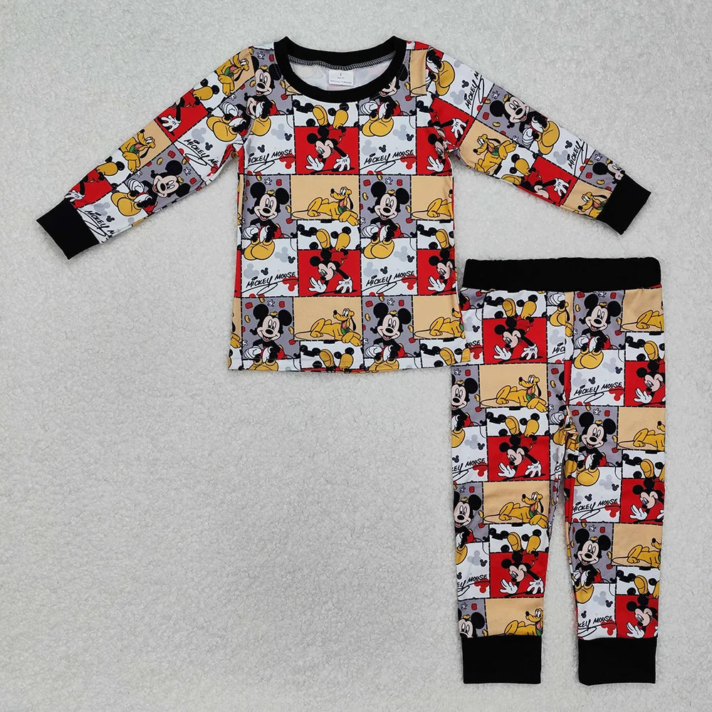 Sibling Baby Boys Cartoon Mouse Long Sleeve Pajama Set