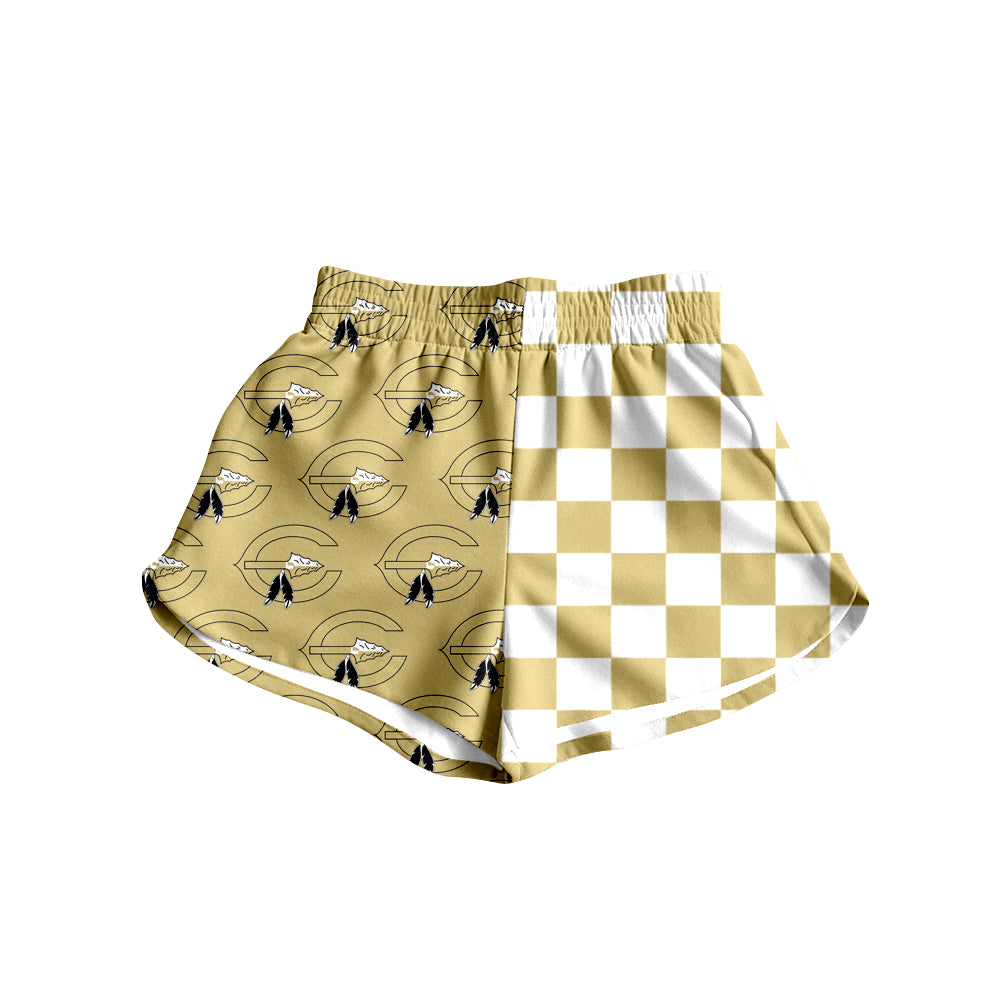 (Custom Design Preorder MOQ 5) Teams Comanche Plaid Print Girls & Woman Sports Bottom Shorts