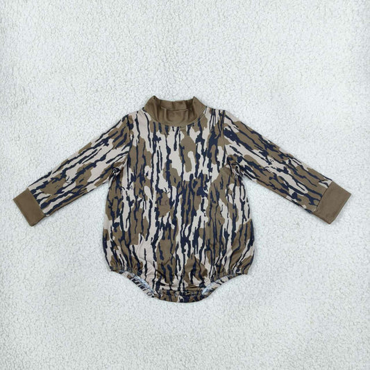 LR3259 Camo Baby Mock Neck Long Sleeve Bubble Romper