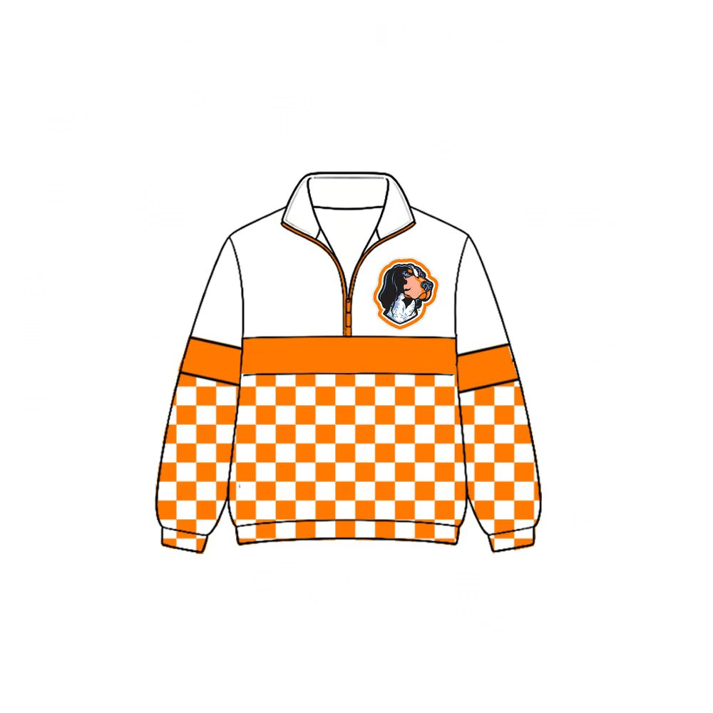 (Custom Design Preorder MOQ 5) Teams Tennessee Plaid Print Kids & Adult Long Sleeve Zipper Pullover Jacket