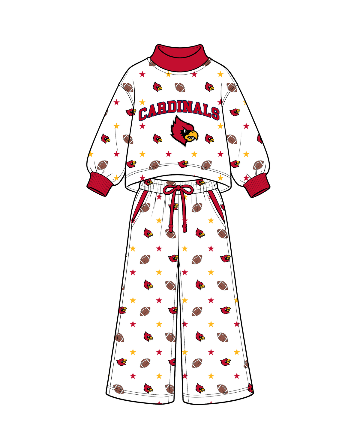 Preorder( 5 MOQ) Baby Girls Sport Team Cardinals Long Sleeve Top Pants Outfit