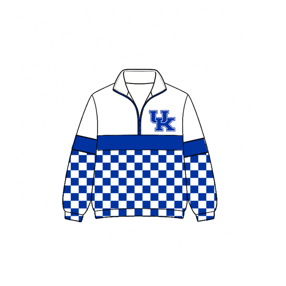 (Custom Design Preorder MOQ 5) Teams Kentucky Plaid Print Kids & Adult Long Sleeve Zipper Pullover Jacket