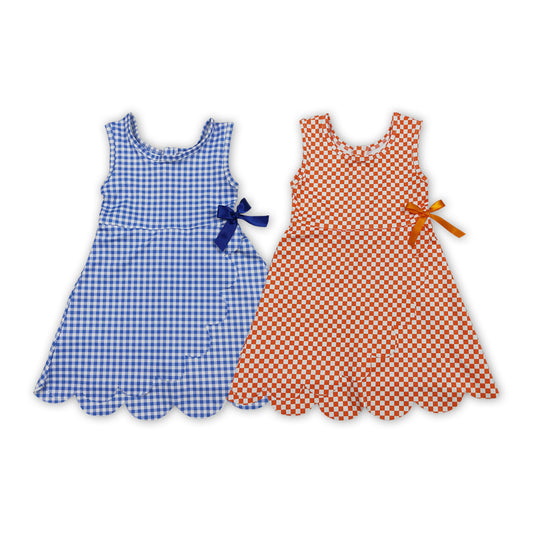 Sibling Baby Girls Blue Orange Gingham Sleeveless Active Dress