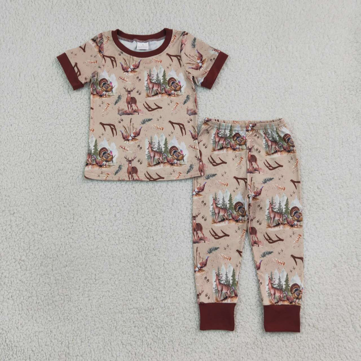 Baby Boys Hunting Deer Turkey Short Sleeve Pajama Set