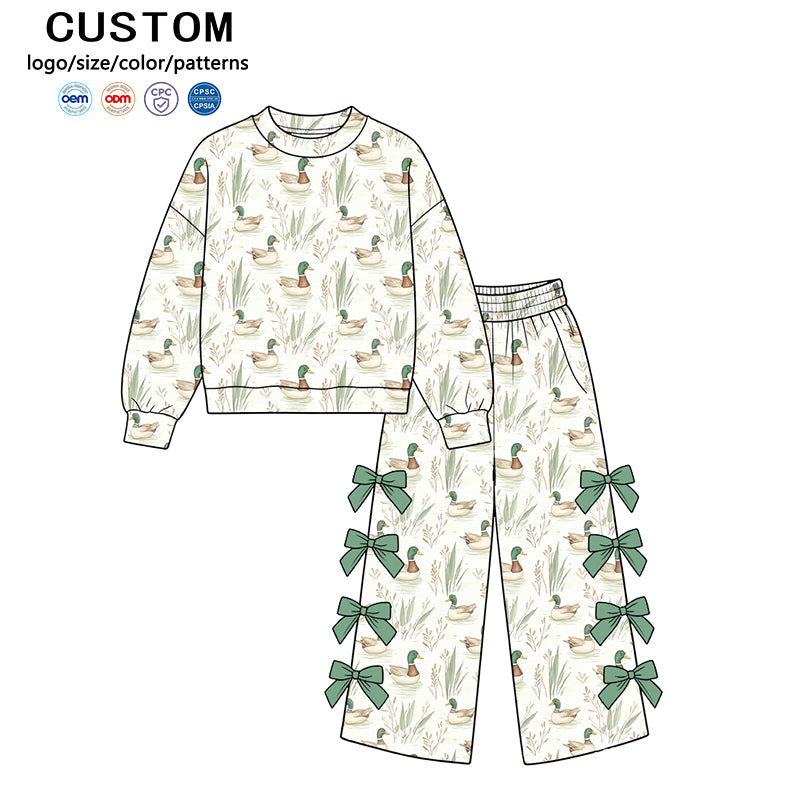 10.22 GLP4051 Kids Girls Mallard Duck Bow 2 Piece Set