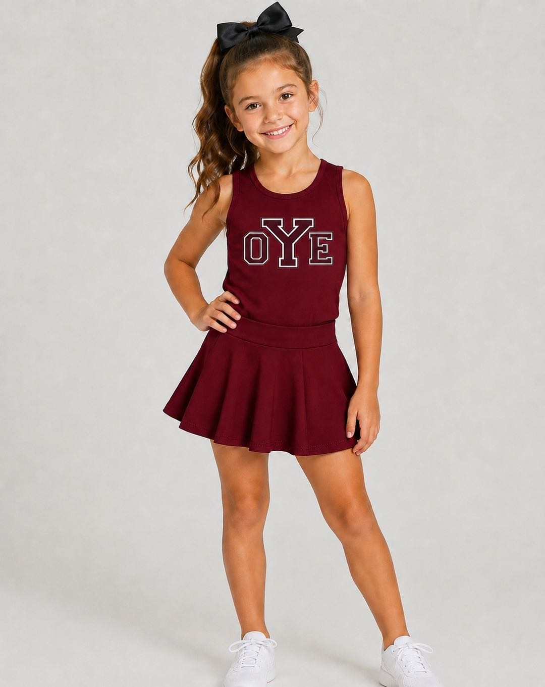 (Custom Design Preorder MOQ 5) Teams Cameron Yoemen Wine Tank Top Skort Girls Summer Yoga Clothes Set