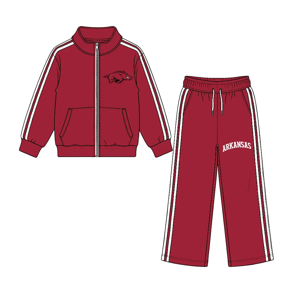 Preorder( 5 MOQ) Baby Girls Arkansas Jacket Top Wide Leg Pants Outfit