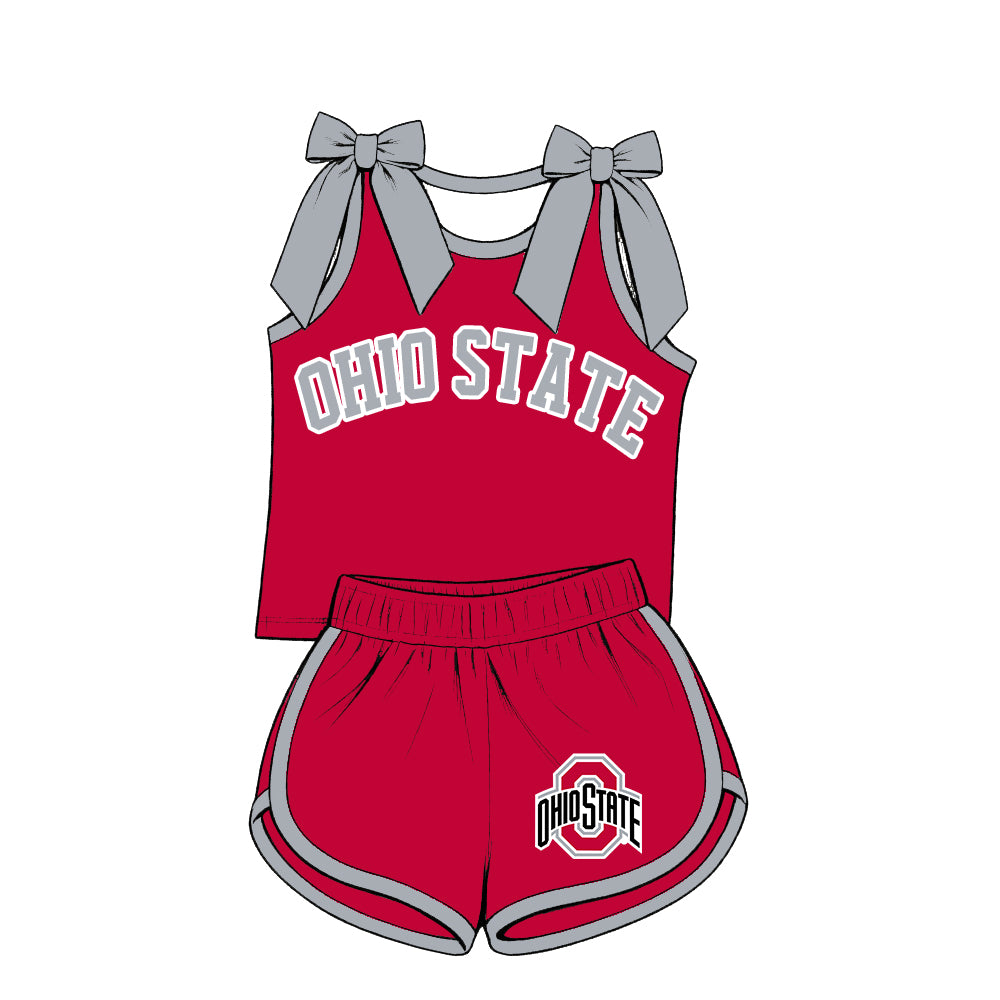 (Custom Design Preorder MOQ 5) Sport Teams Ohio State Tank Top with Shorts Outfit