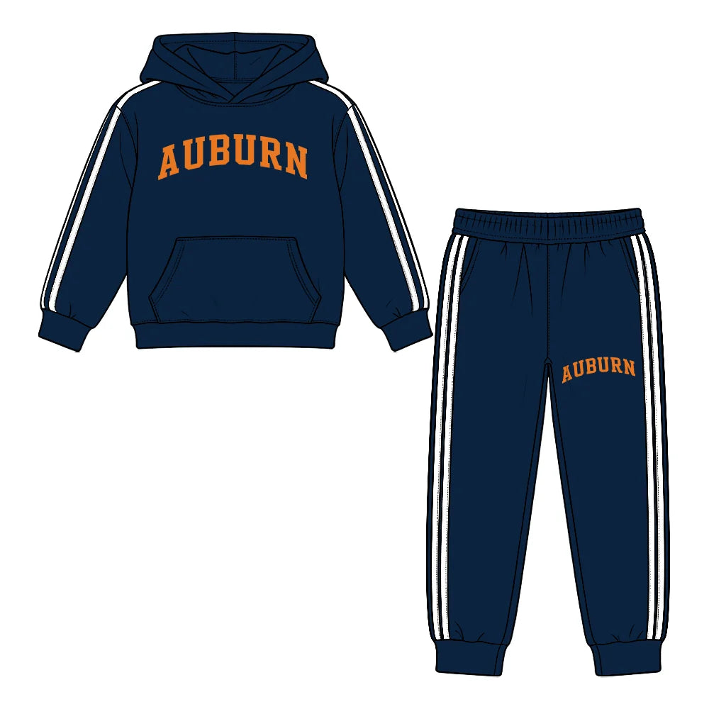 Preorder( 5 MOQ) Baby Girls Auburn Navy Hoodie Top Jogger Pants Outfit