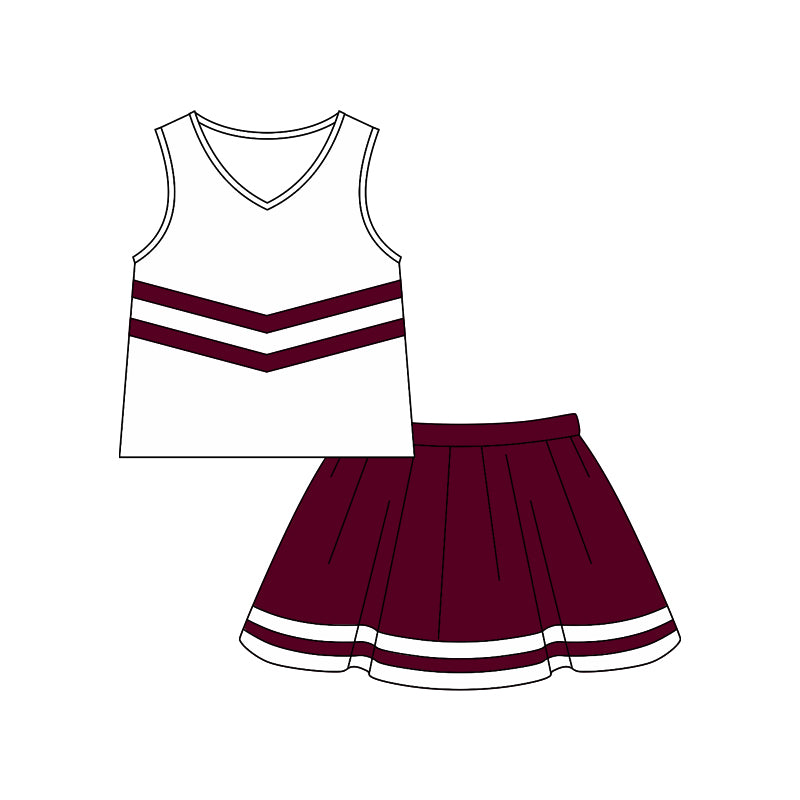(Custom Design Preorder MOQ 5) Sleeveless Top Skort Baby Girls Summer Outfits