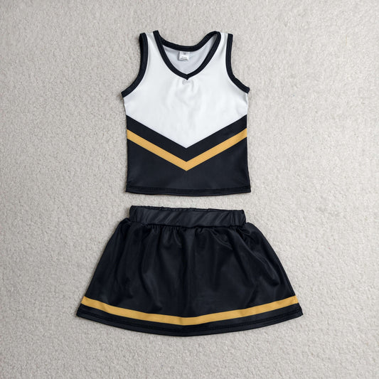 GSD4201 Girls Black Golden Sport Team Active Tank Top + Skort Outfit