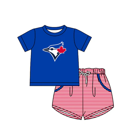 (Custom Preorder MOQ 5) Baby Boys Toronto Blue Jays Top Checked Short Team Outfit