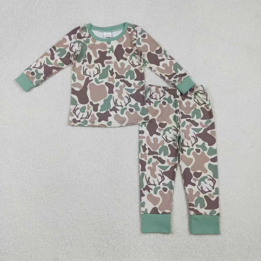 Sibling Baby Boys Hunting Deer Camo Pajama Set Zipper Romper Hoodie Top