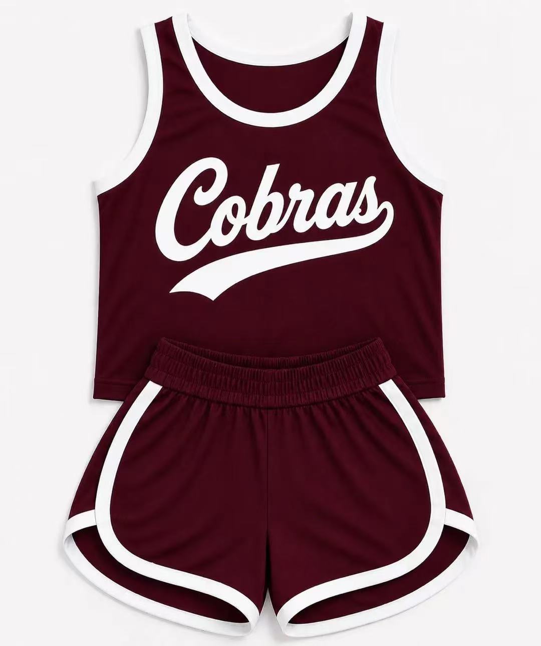 (Custom Design Preorder MOQ 5) Girls Bow Strap Cobras Tank & Shorts Sport Team Outfit