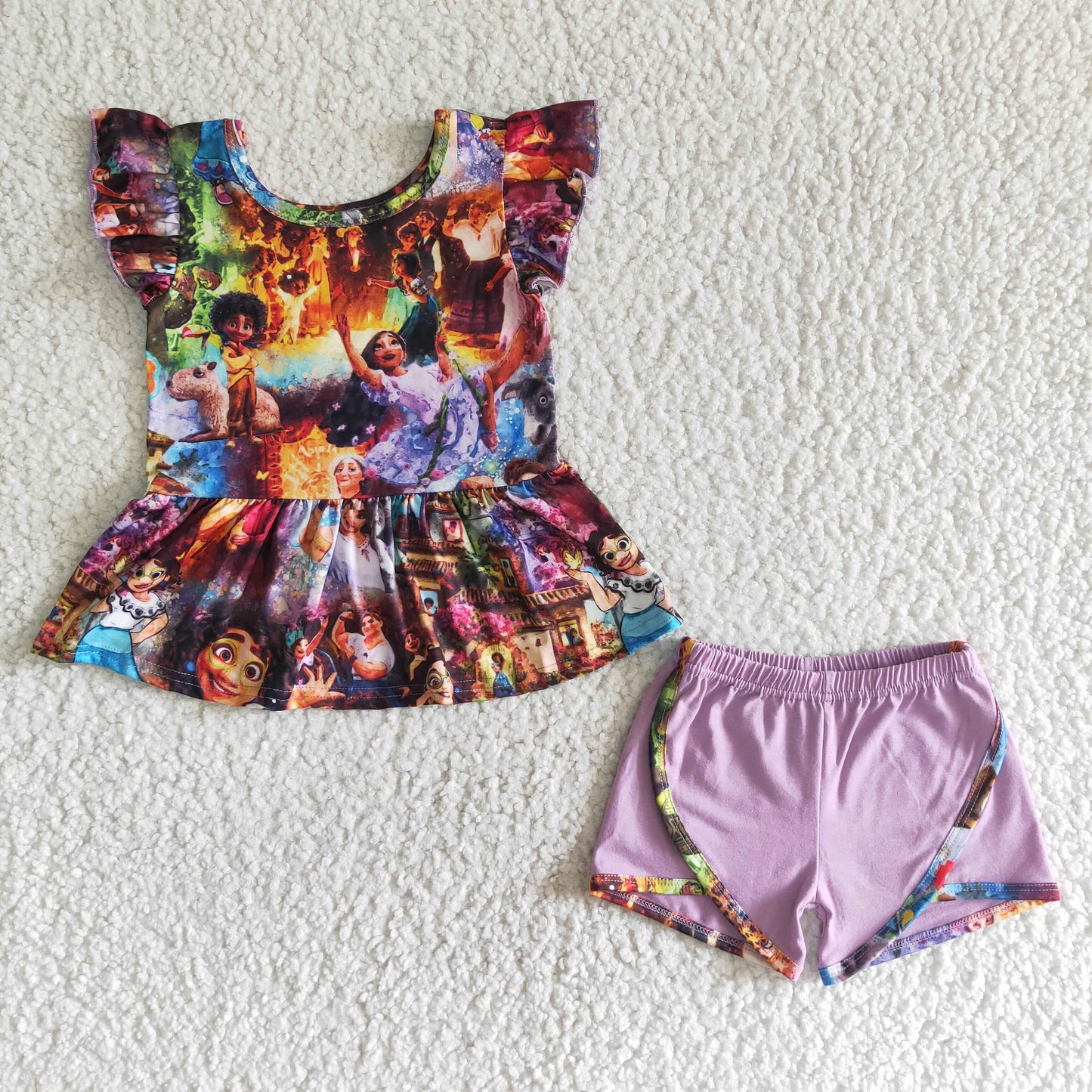 (Promotion)Flutter sleeve top and shorts summer outfits GSSO0016