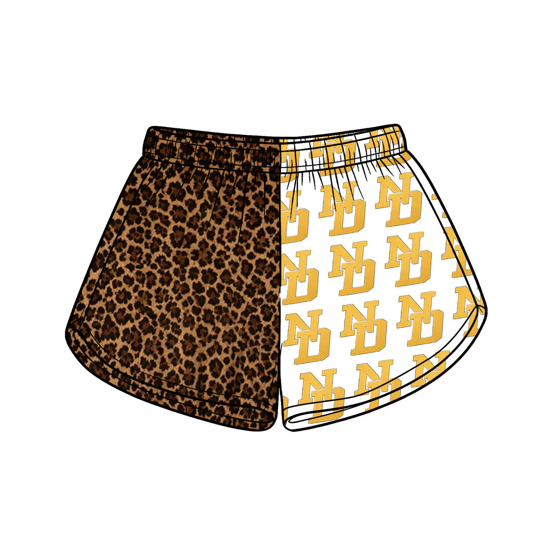 (Custom Preorder MOQ 5) Baby Girls Leopard ND Team Shorts Bottom