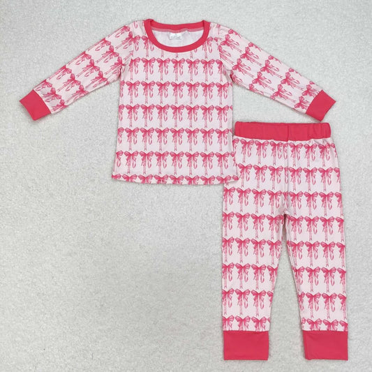Sibling Baby Girls Bow Long Sleeve Pajama Set Zipprt Romper