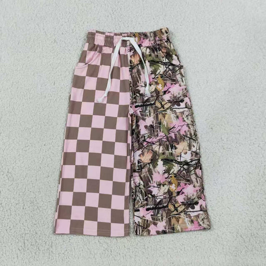 Mommy and Me Camo Pink Checked Patch Wide Leg Pants