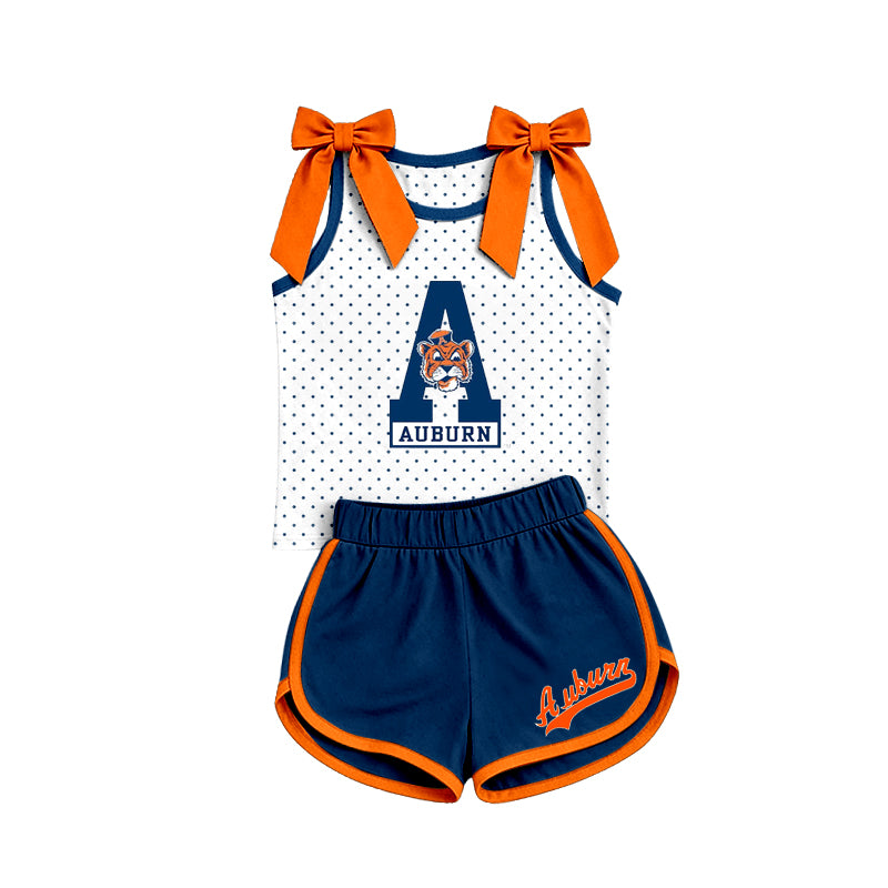 Preorder (moq 5) Baby Girls Auburn Sleeveless Top Short Team Clothes Sets