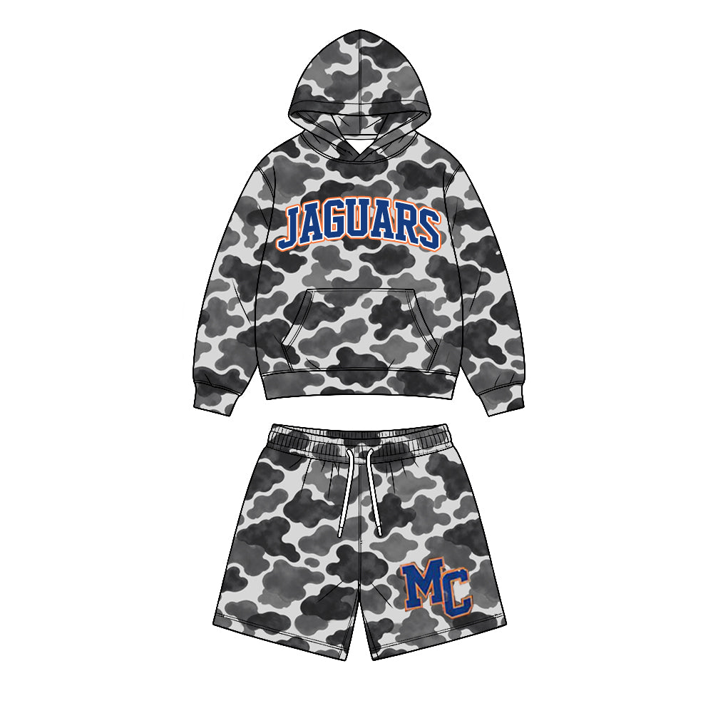 (Custom Design Preorder MOQ 5) Teams Jaguars Black Camo Hoodie Top Pockets Shorts Boys Clothes Set