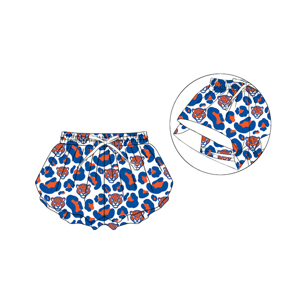 (Custom Design Preorder MOQ 5) Teams Madison Central Jaguars Blue Leopard Print Girls & Woman Bottom Flutter Yoga Shorts