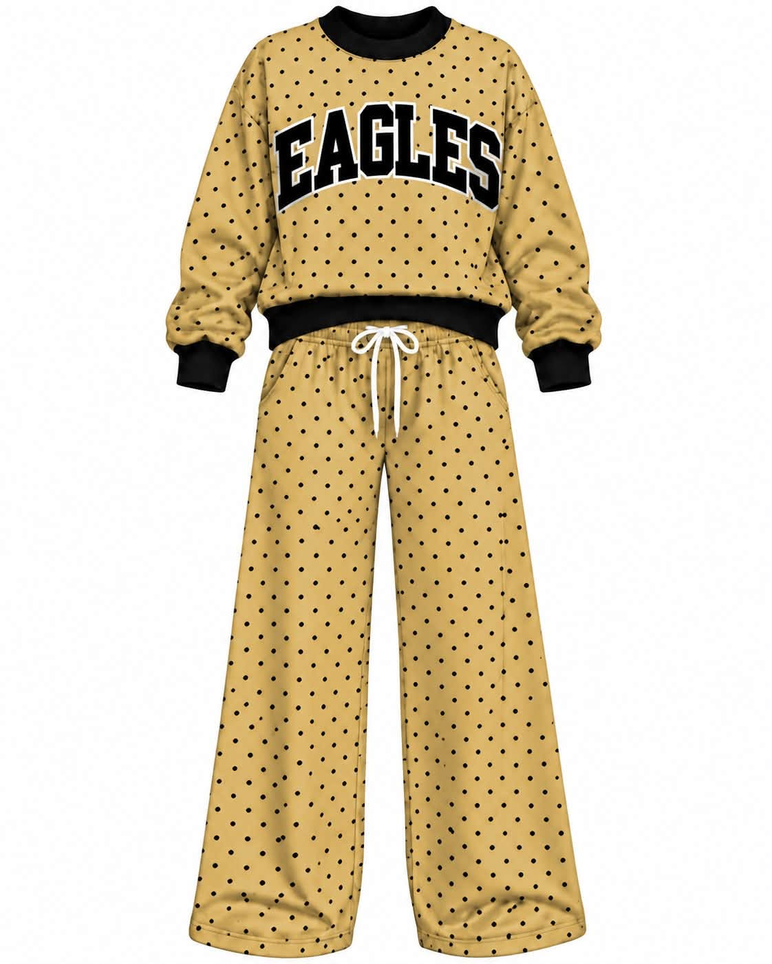 Preorder( 5 MOQ) Baby Girls Eagles Gloden Polka Dot Outfit