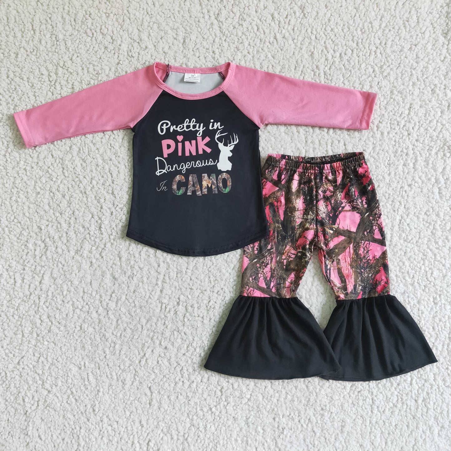 (Promotion) Pink Camo bell bottom pants outfits 6 A24-12