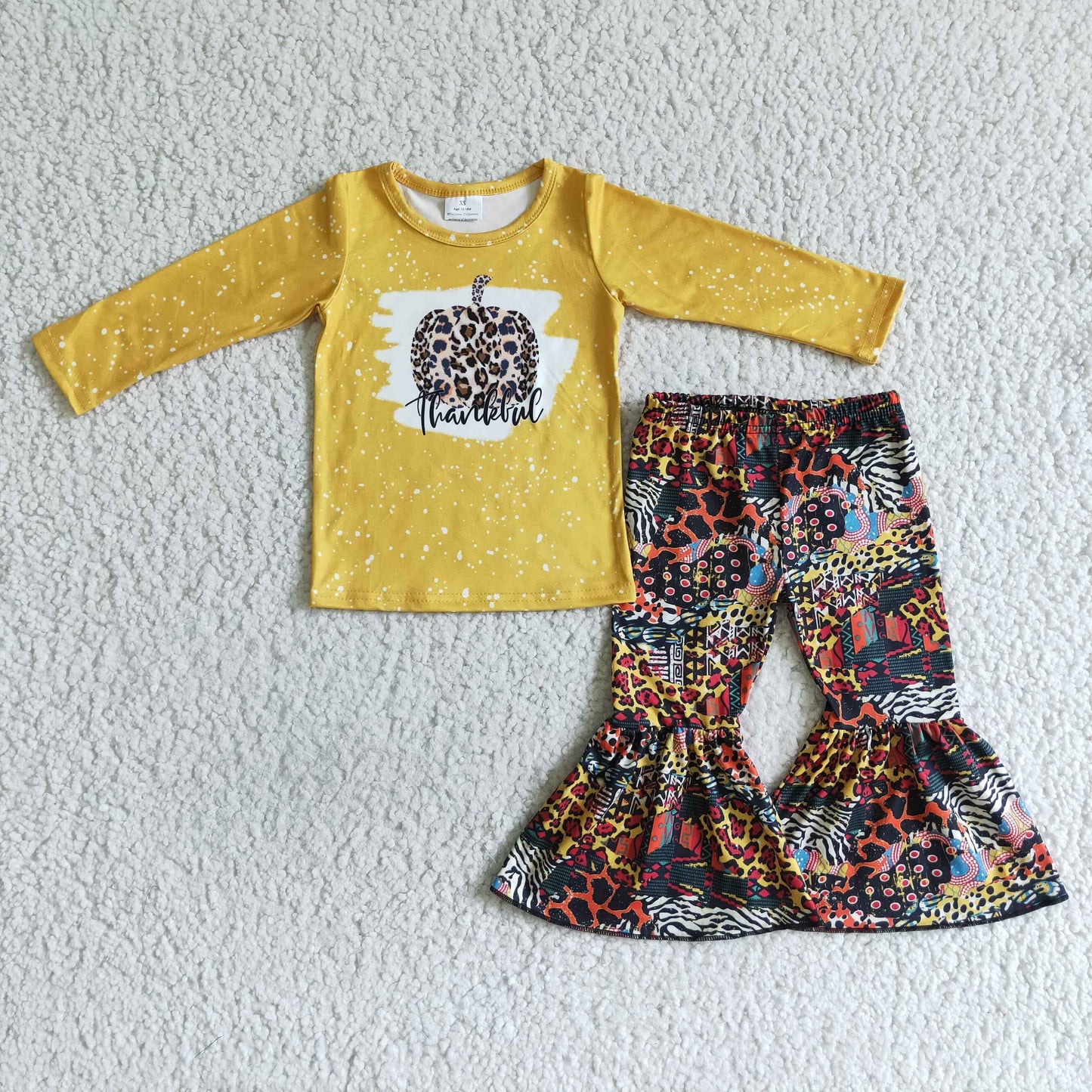 (Promotion) Thankful leopard bell bottom pants pumpkin outfits 6 A3-16