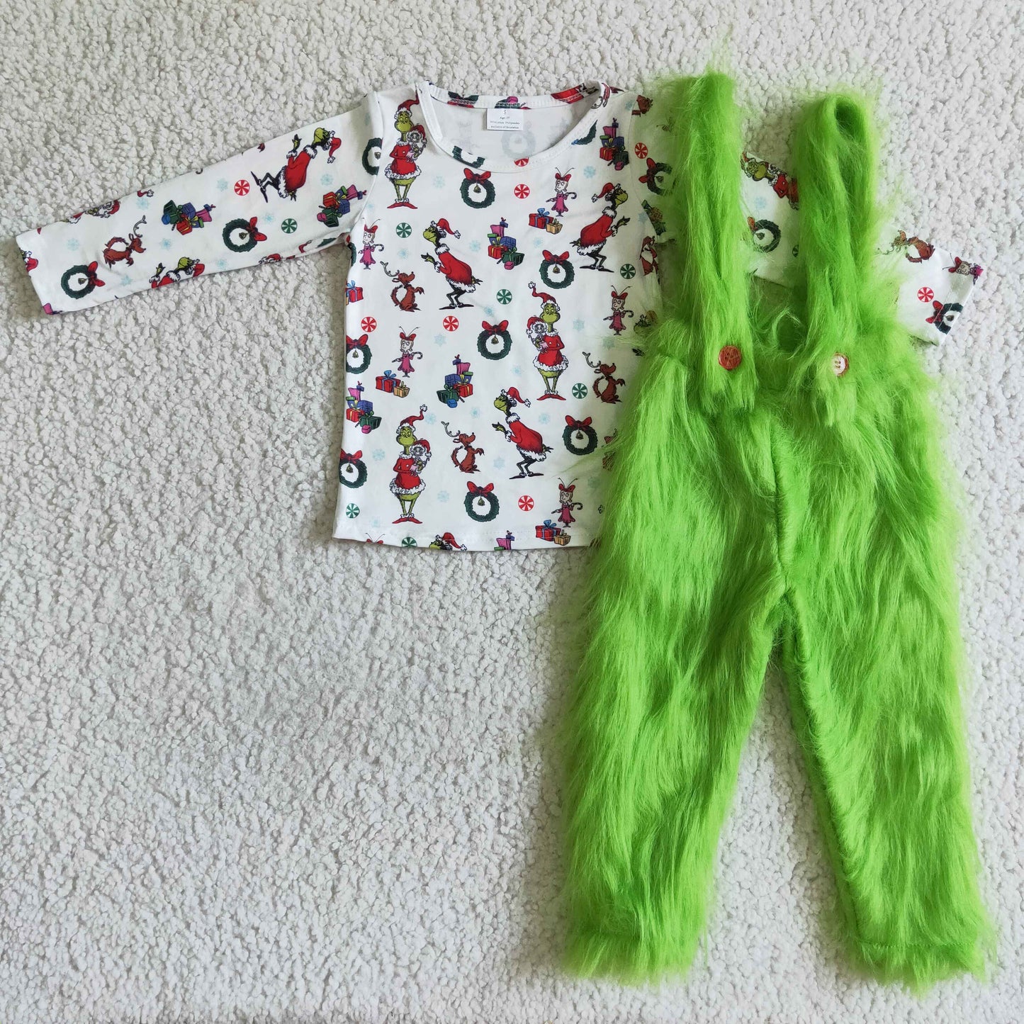 Boys Christmas fuzzy pants outfits 6 B0-4