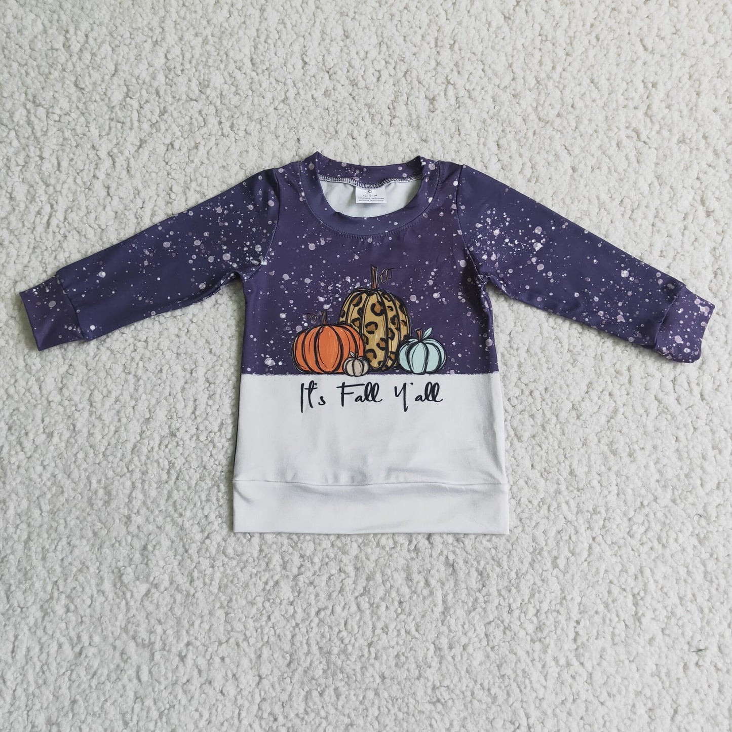 6 B4-32 It's Fall Y'all Pumpkin Girls Long Sleeve Tee Shirts Tops