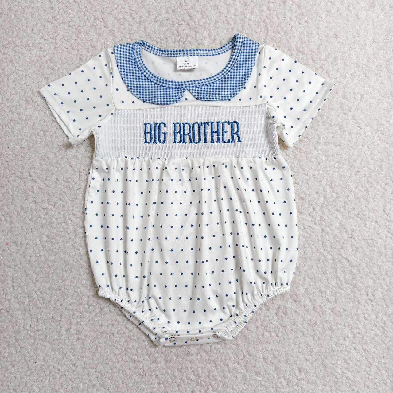 Big Brother Blue Polka Dot Short Sleeve Bubble Romper
