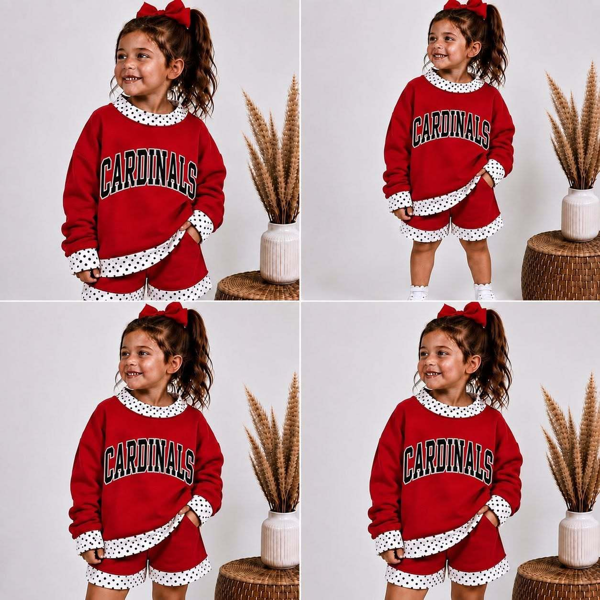 Preorder( 5 MOQ) Baby Girls Carduals Long Sleeve Top Shorts Outfit