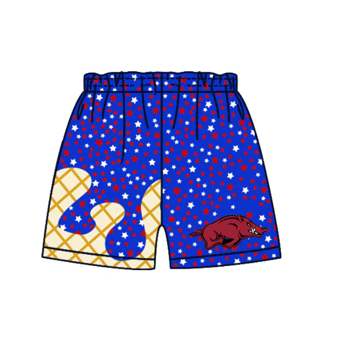 (Custom Design Preorder MOQ 5) Baby Boys Stars Arkansas Team Shorts Bottom