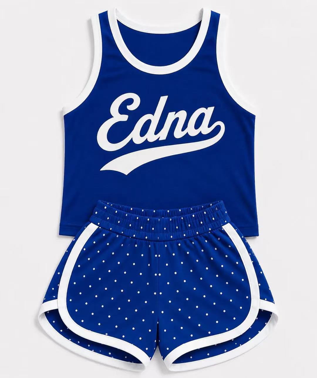 (Custom Design Preorder MOQ 5) Girls Bow Strap Edna Tank & Shorts Sport Team Outfit