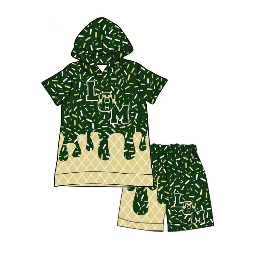 (Custom Design Preorder MOQ 5) Teams LM Bear Sprinkles Boys Summer Hoodie Clothes Set