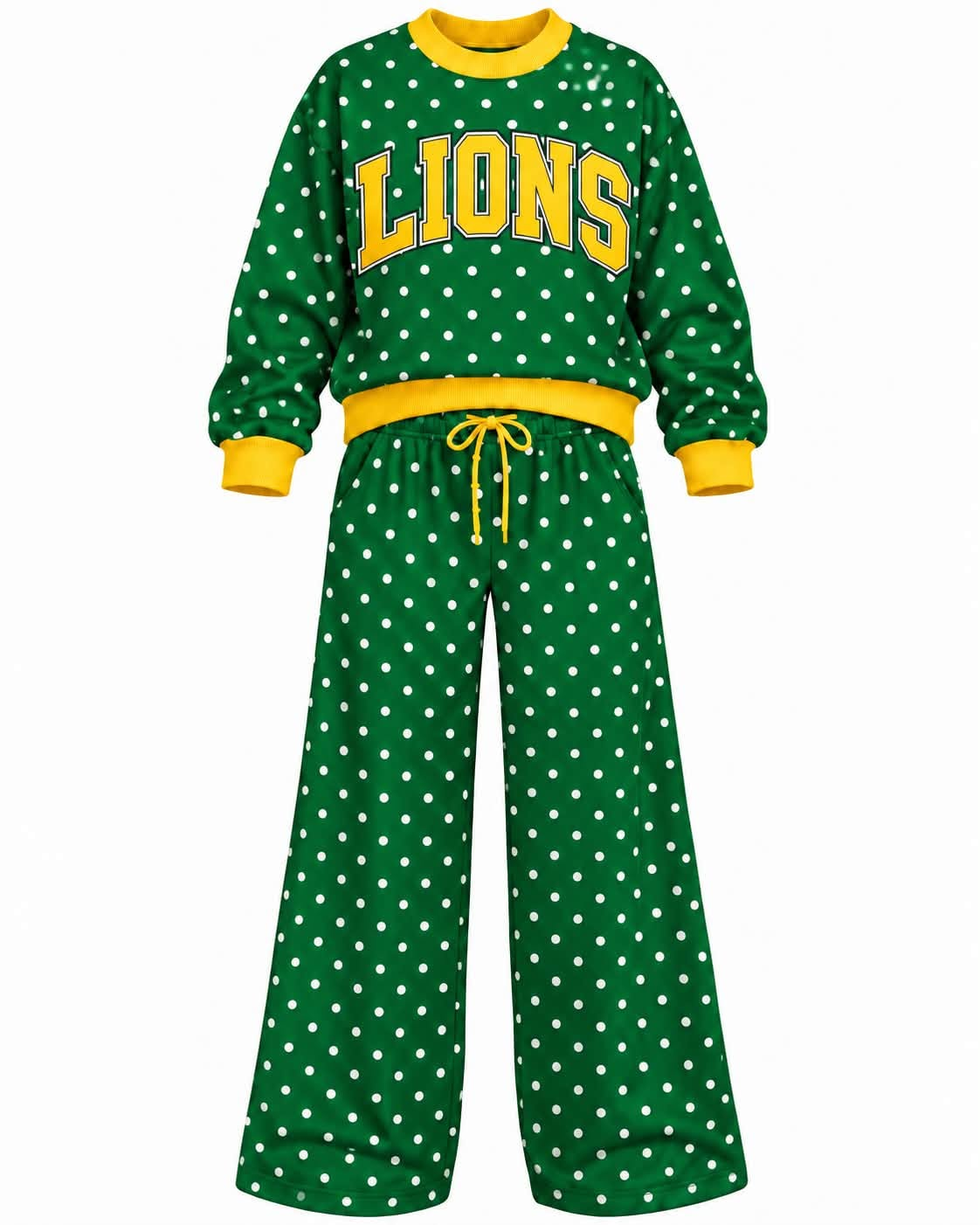 Preorder( 5 MOQ) Baby Girls Lions Green Polka Dot Outfit