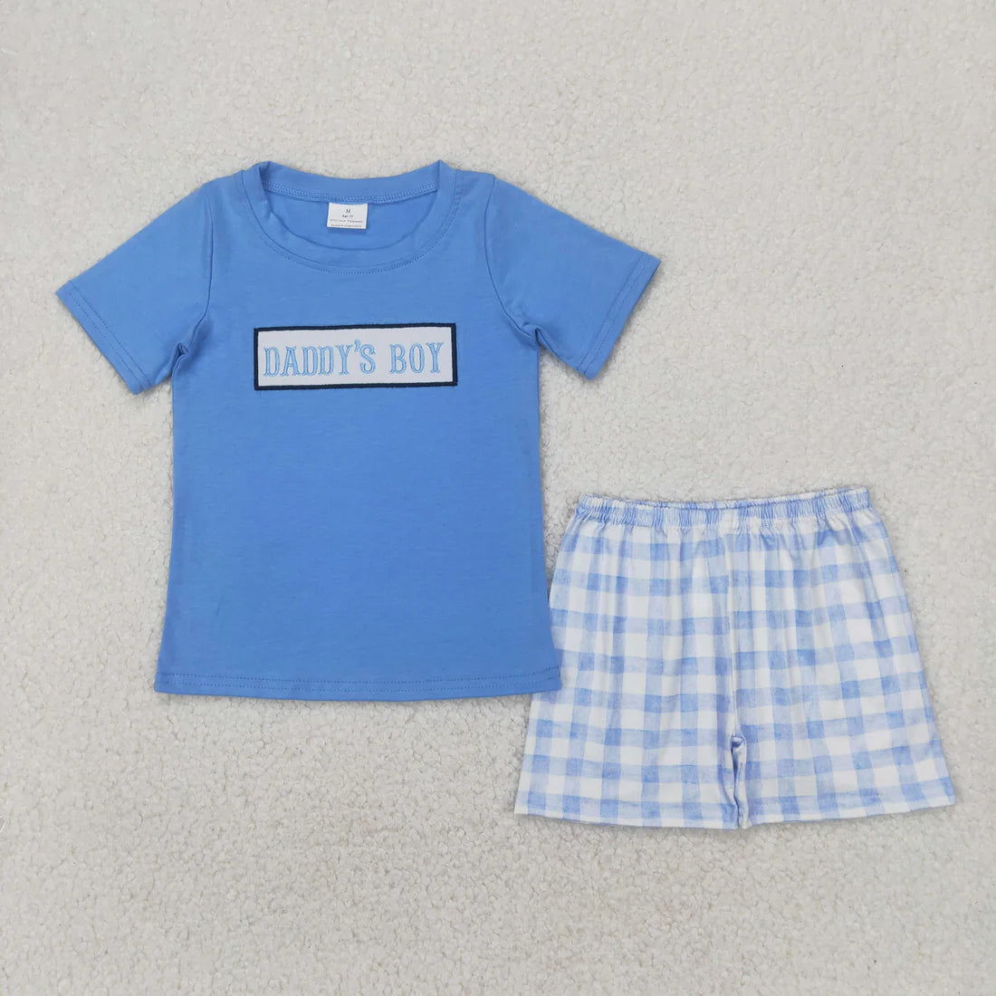 Sibling Baby Kids Embroidery DADDY'S BOY GIRL Top Shorts Sets Floral Plaid Knee Length Dress Rompers