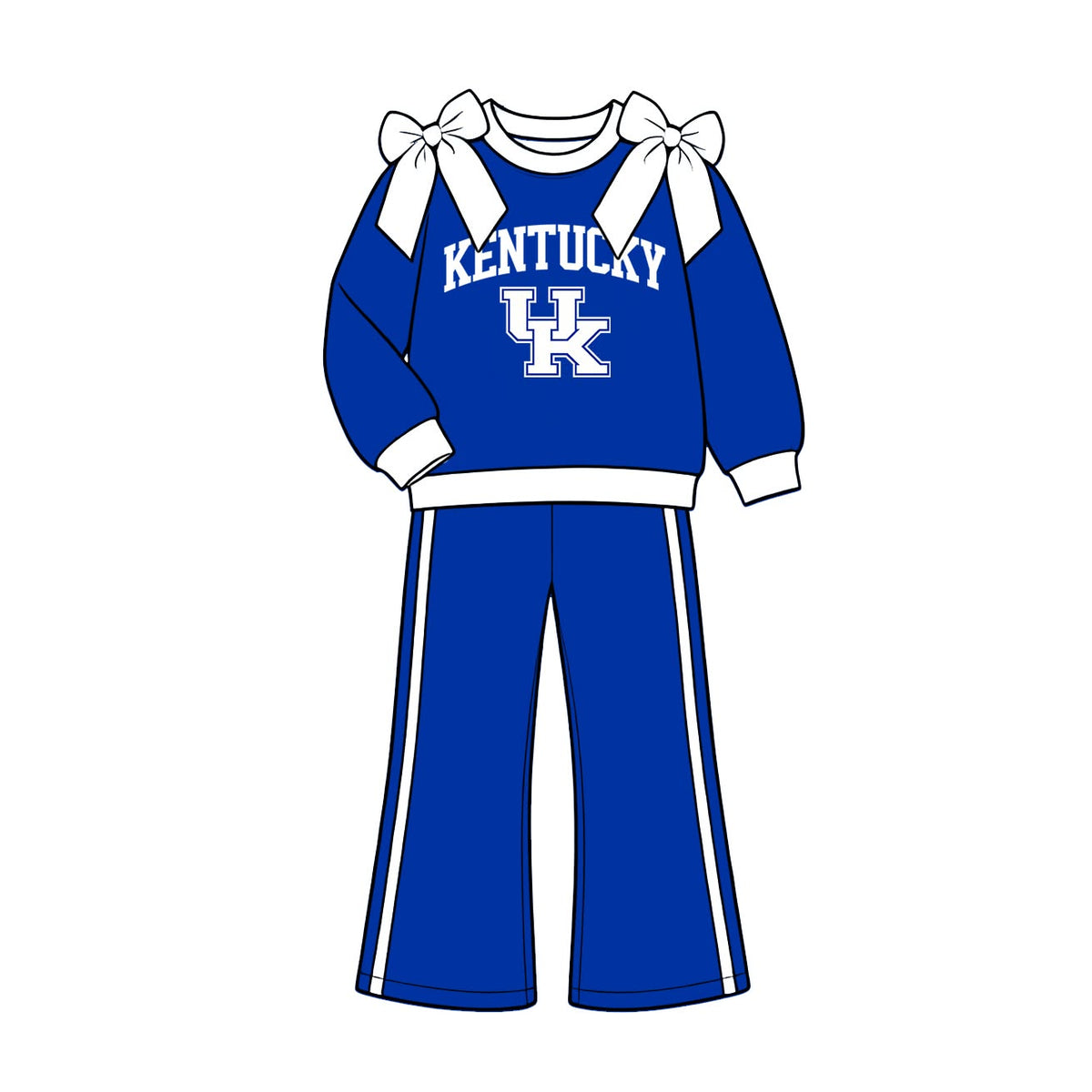 (Custom Design Preorder MOQ 5) Teams KENTUCKY Bows Top Pockets Pants Girls Clothes Set