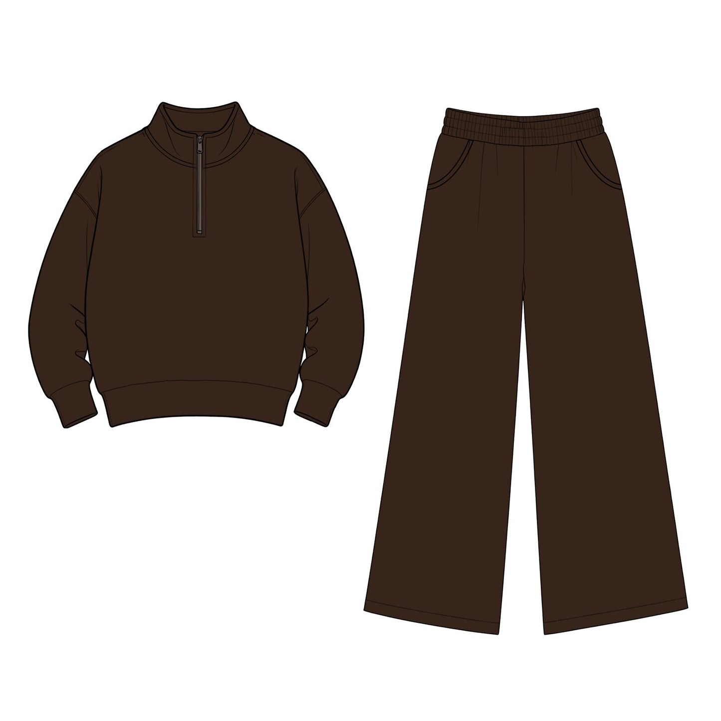 (Custom Design Preorder MOQ 5) Kids Girls Brown Pullvoer top with pants outfit