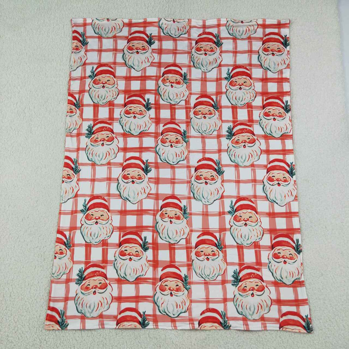 BL0265 Santa Checkered Print Baby Girls Christmas Blanket