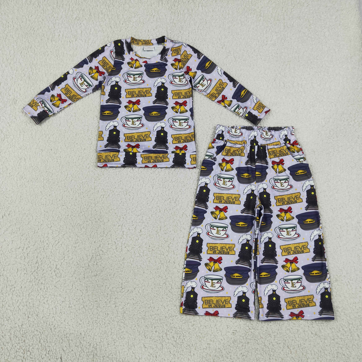 Film Characters Train Top Pockets Pants Girls Christmas Clothes Set