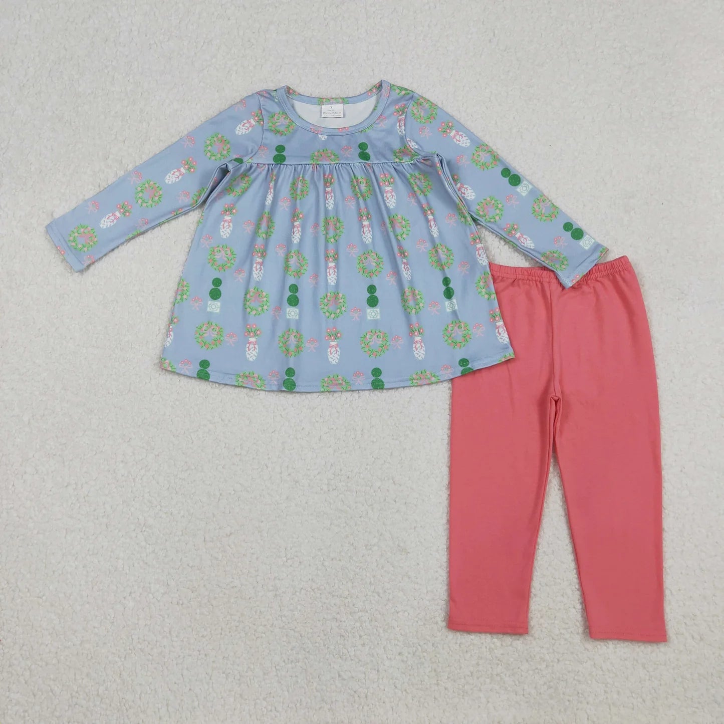 Baby Girls Bows Flowers Tunic Leggings Pant Christmas Clothes Sets