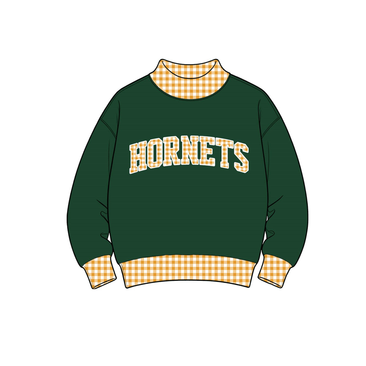 Preorder (5 MOQ) Adult women Gingham Hornets Long Sleeve Top