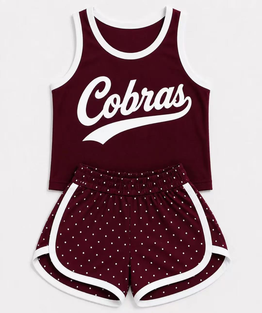 (Custom Design Preorder MOQ 5) Girls Bow Strap Cobras Tank & Shorts Sport Team Outfit