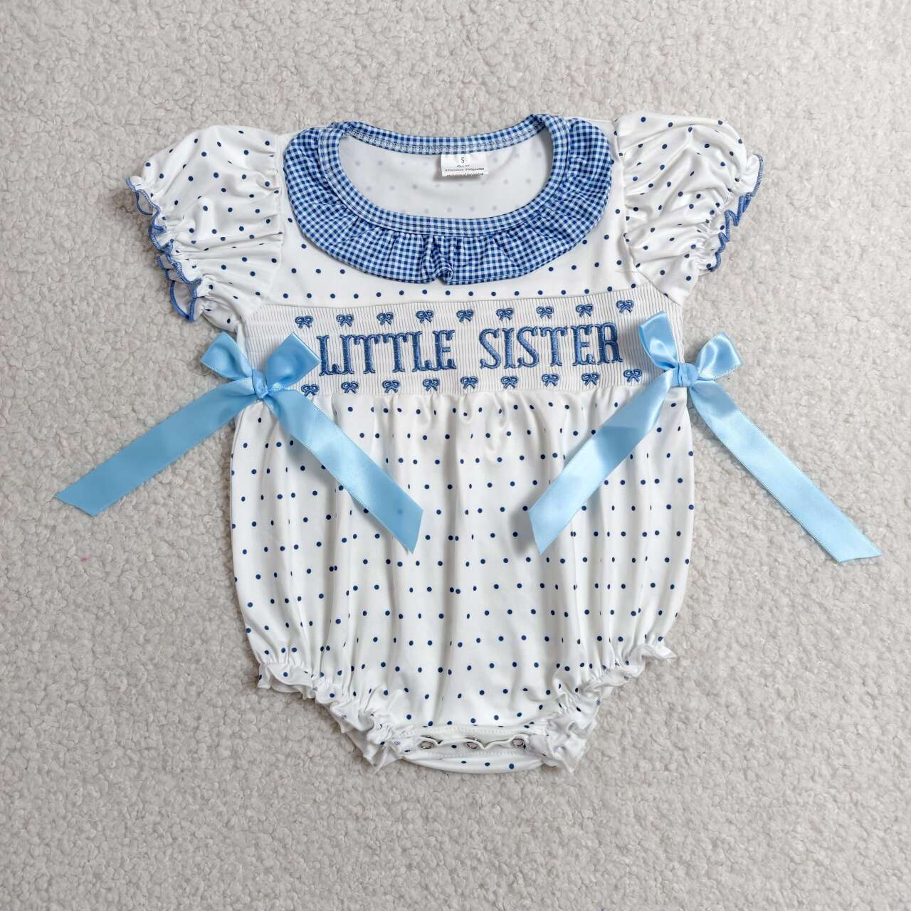 Little Sister Dots Print Baby Girls Summer Romper