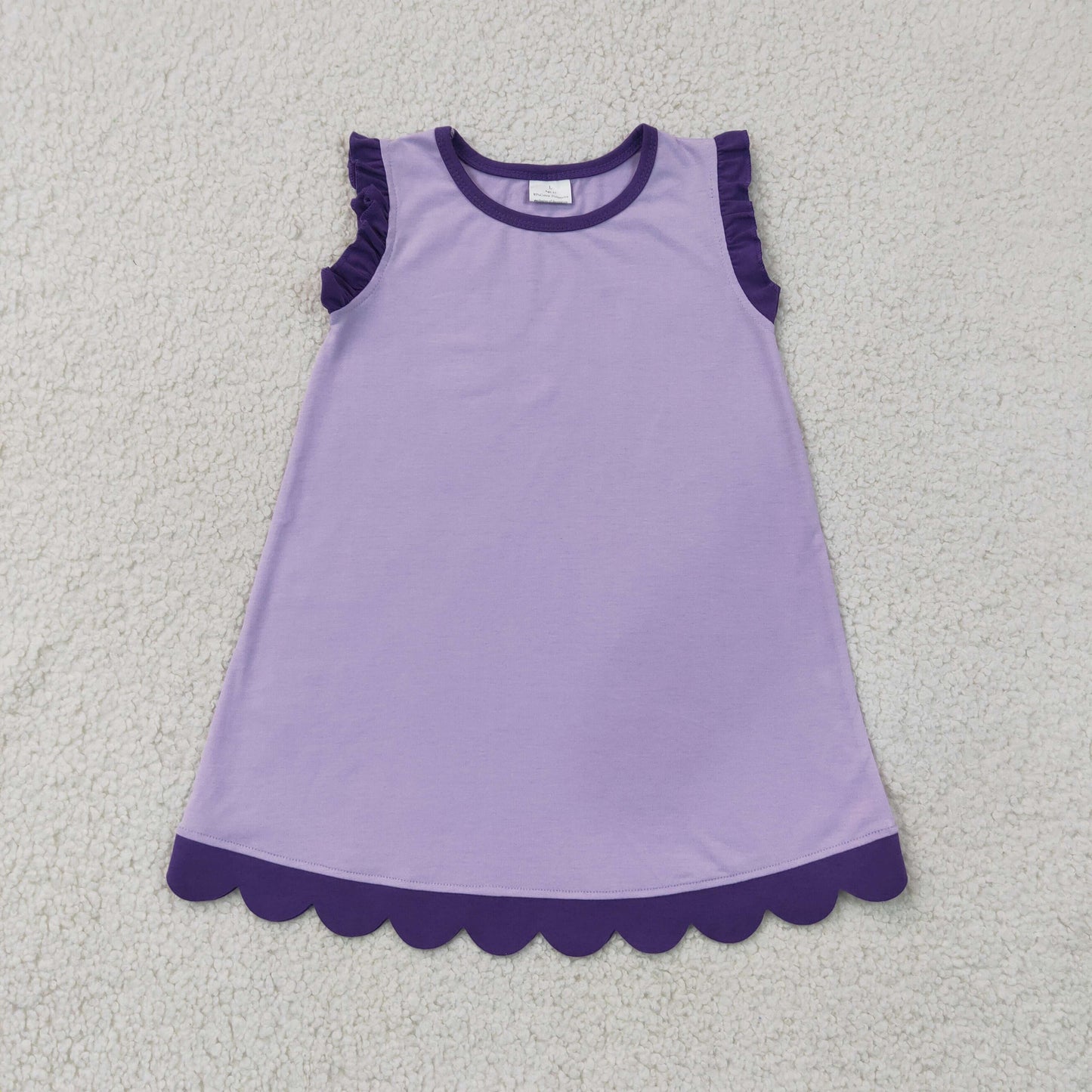 Toddler Girls Light Purple Scalloped Edge Ruffle Tank Dress