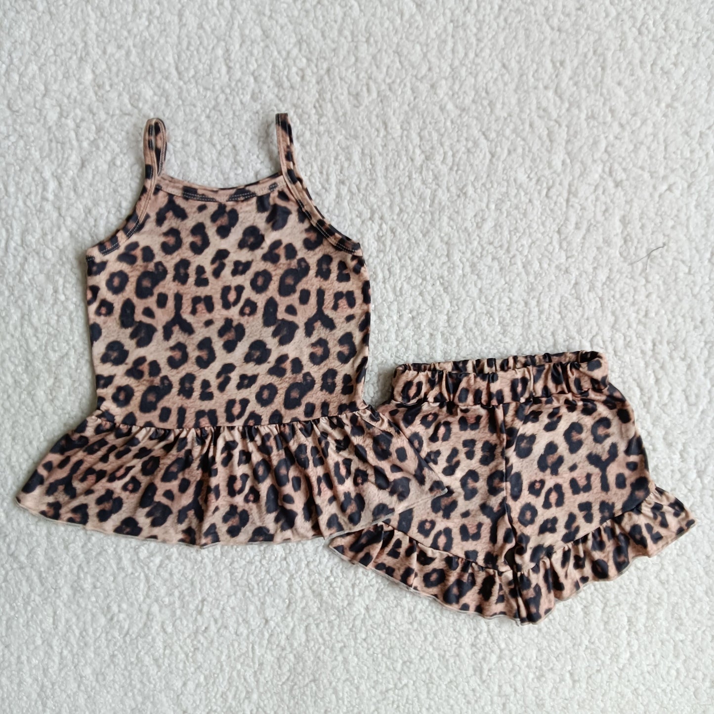 (Promotion)Leopard sleeveless ruffles shorts summer outfits A10-12