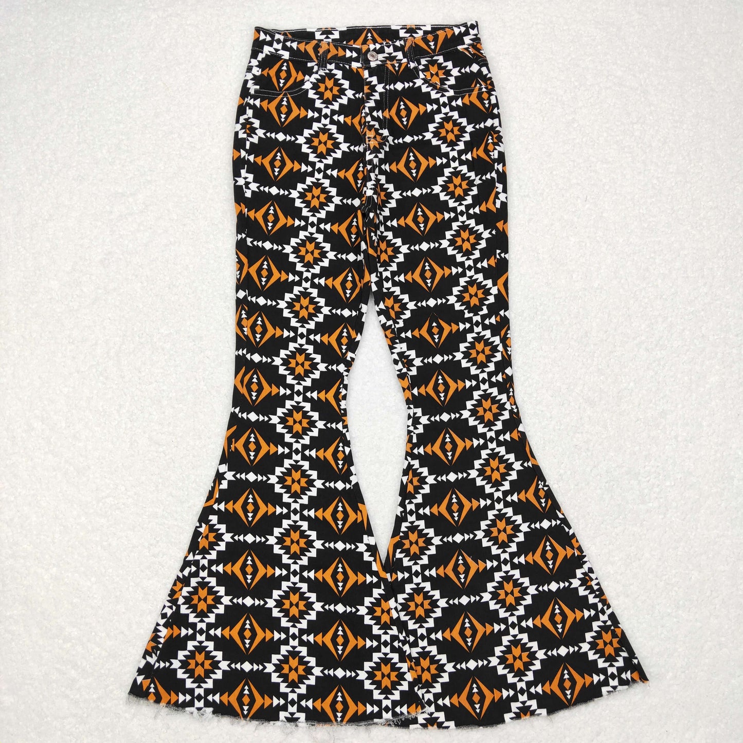Adult Aztec denim bell bottom jeans western woman pants P0298