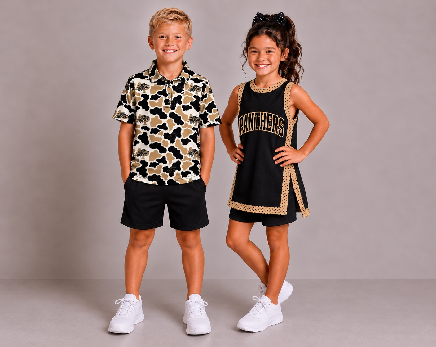 (Custom Design Preorder MOQ 5) Teams Anahuac Panthers Camo Print Boys Girls & Man Clothes Family Matching Wear