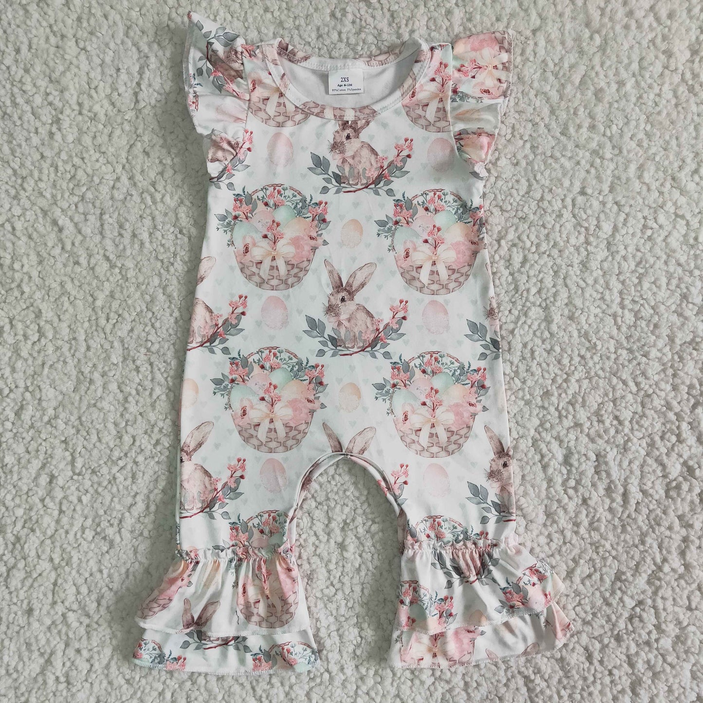 (Promotion)Bunny Flowers Baby Girls Easter Romper B6-27